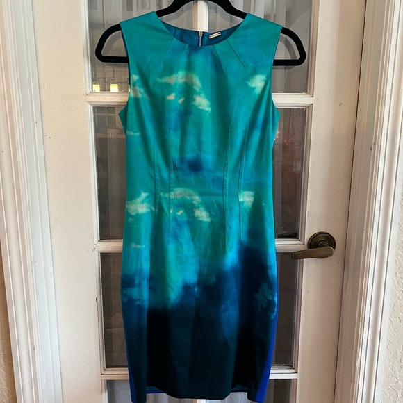 EUC SZ 2 Elie Tahari Watercolor Printed sheath dress - Picture 1 of 6